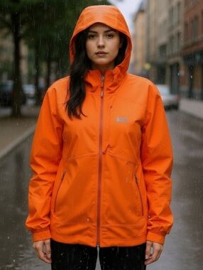 REI Orange Waterproof Hooded Jacket